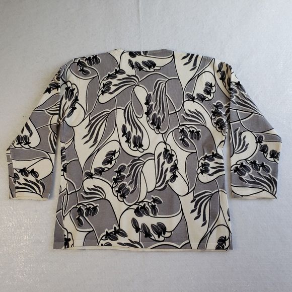 Pierri Pullover Womens Medium Knit Beaded Gray Cream Black Crew Neck VTG Classic - Picture 2 of 11